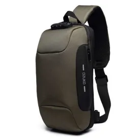 OZUKO 9223 Anti-theft Men Chest Bag Waterproof Crossbody Bag with External USB Charging Port, Style:Large Size(Army Green)