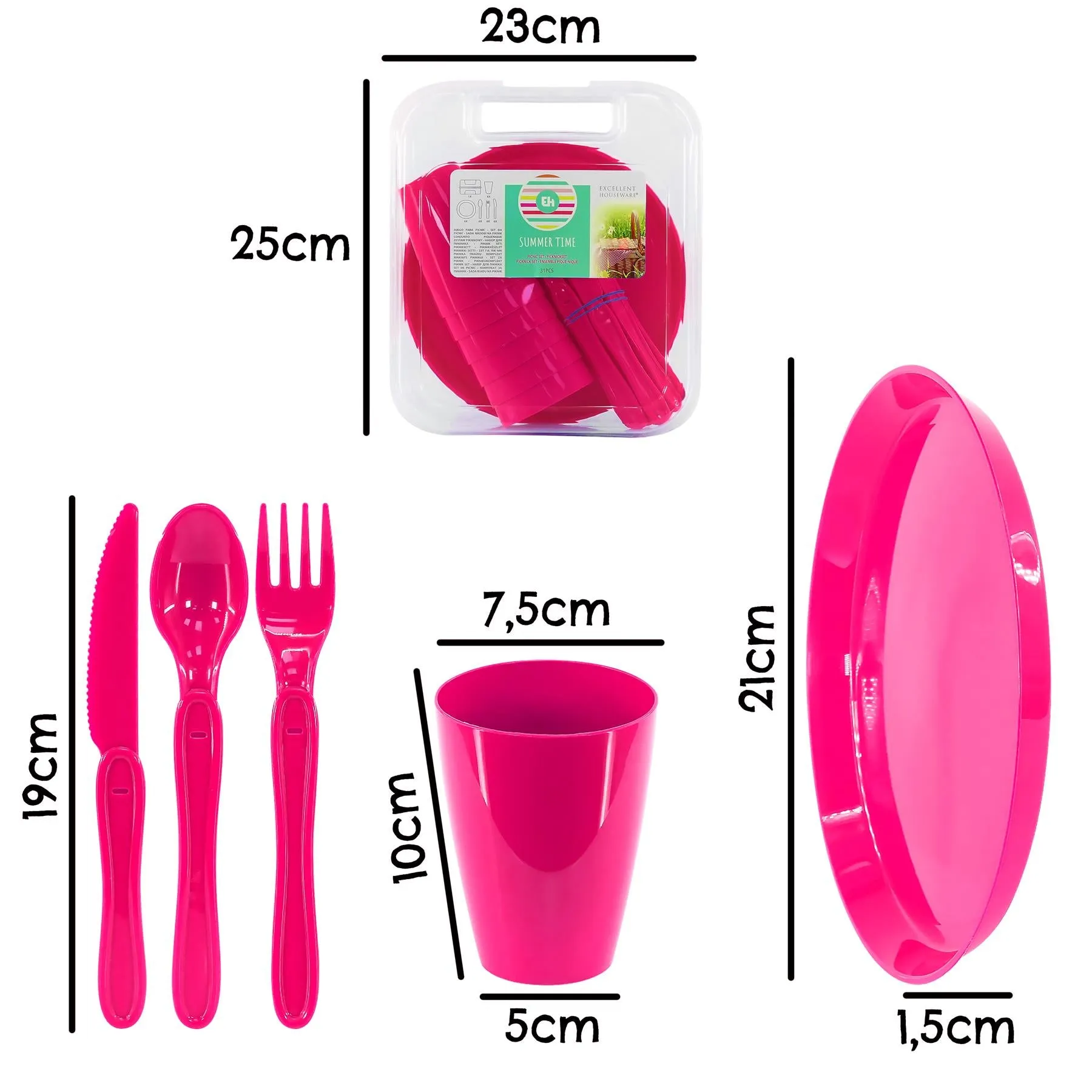 Pink Camping Set For Six 31 Pieces