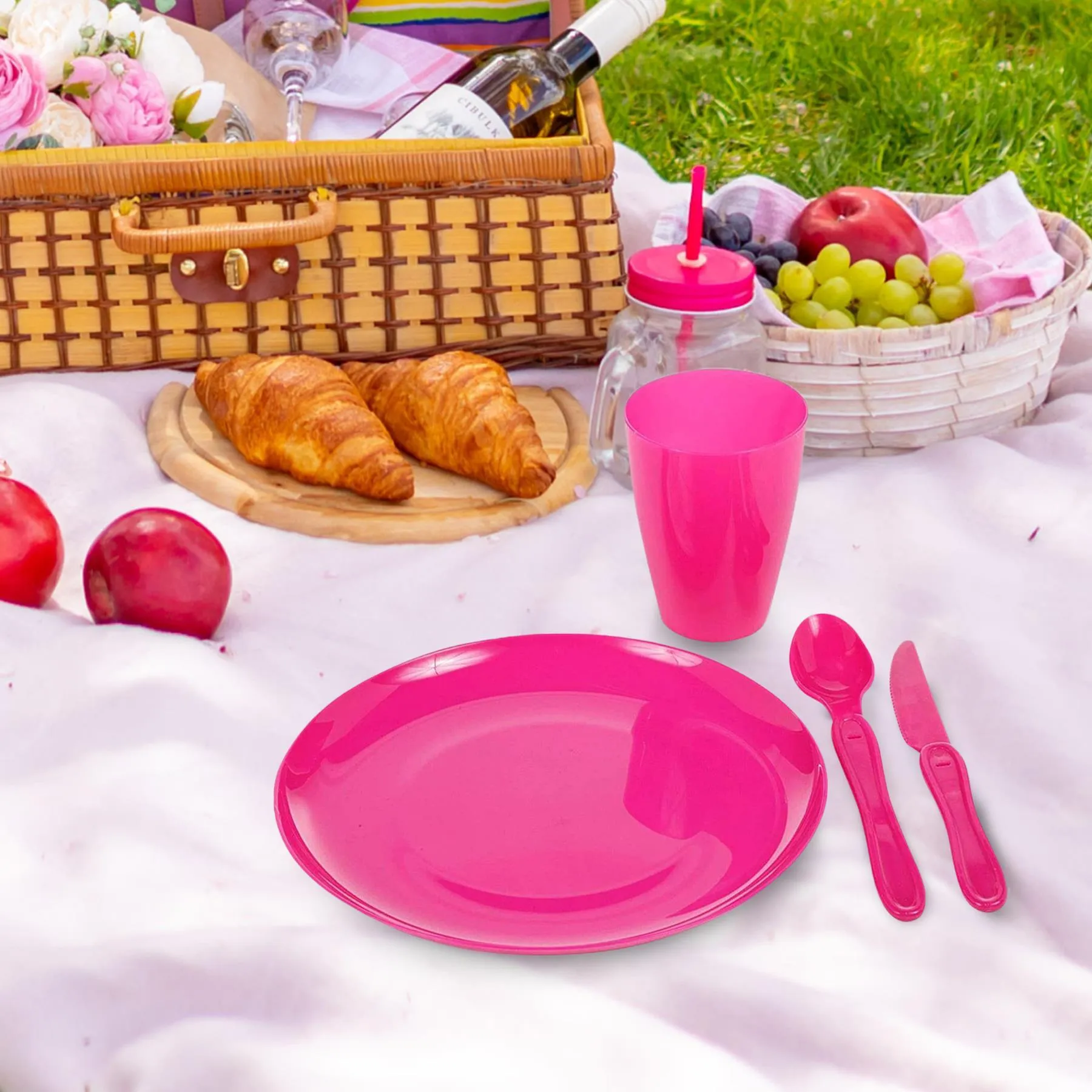 Pink Camping Set For Six 31 Pieces