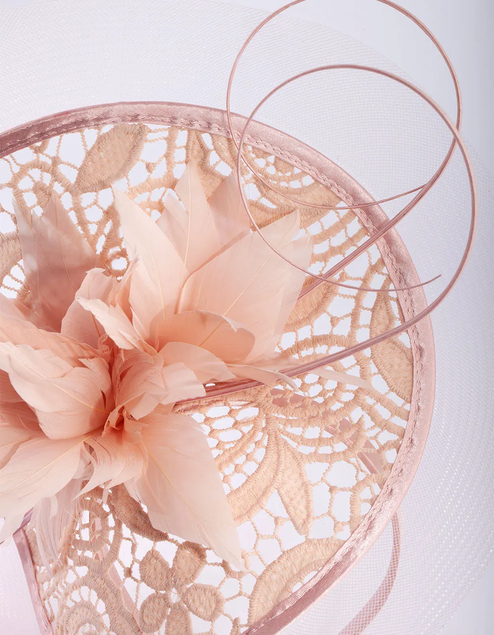 Pink Quill & Lace Fascinator