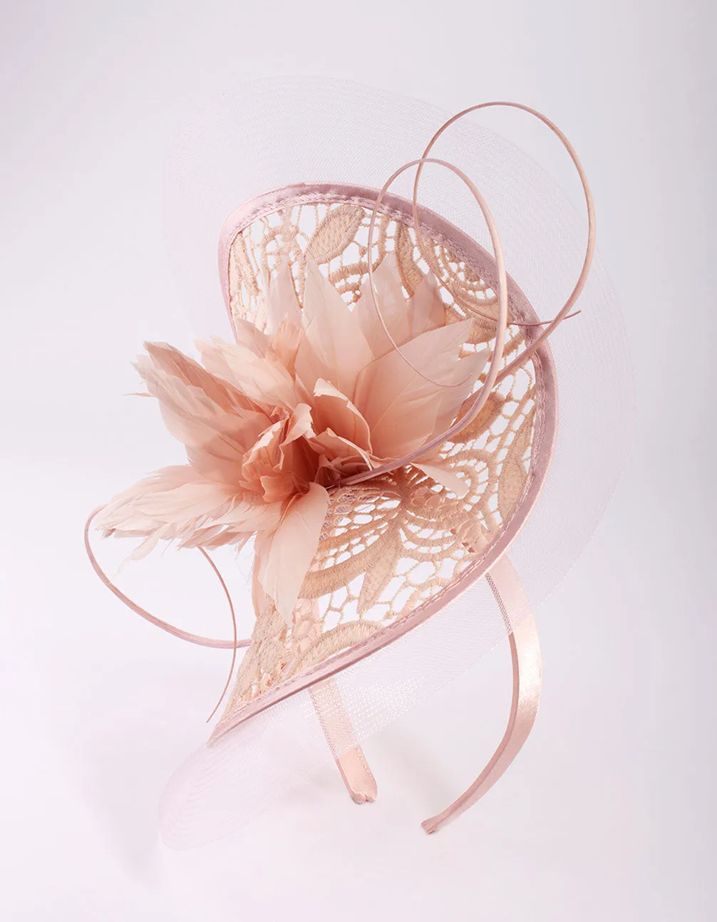 Pink Quill & Lace Fascinator