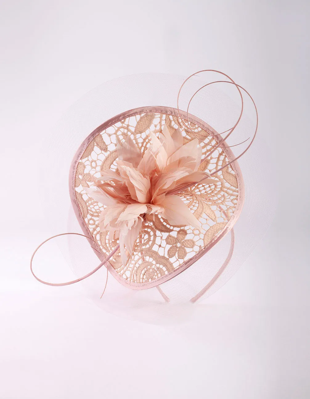 Pink Quill & Lace Fascinator