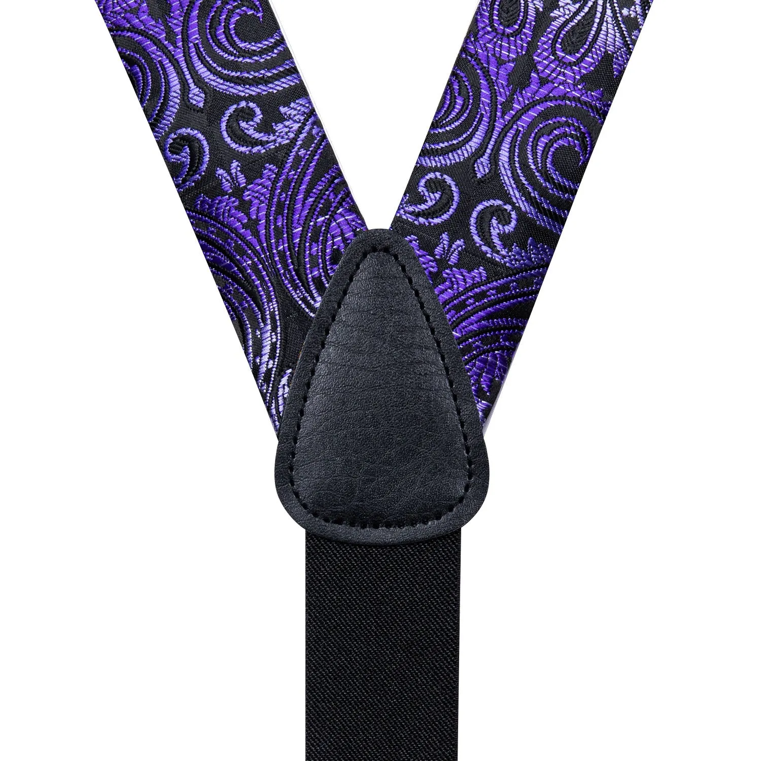 Purple Gradient Paisley Y Back Brace Clip-on Men's Suspender with Bow Tie Set