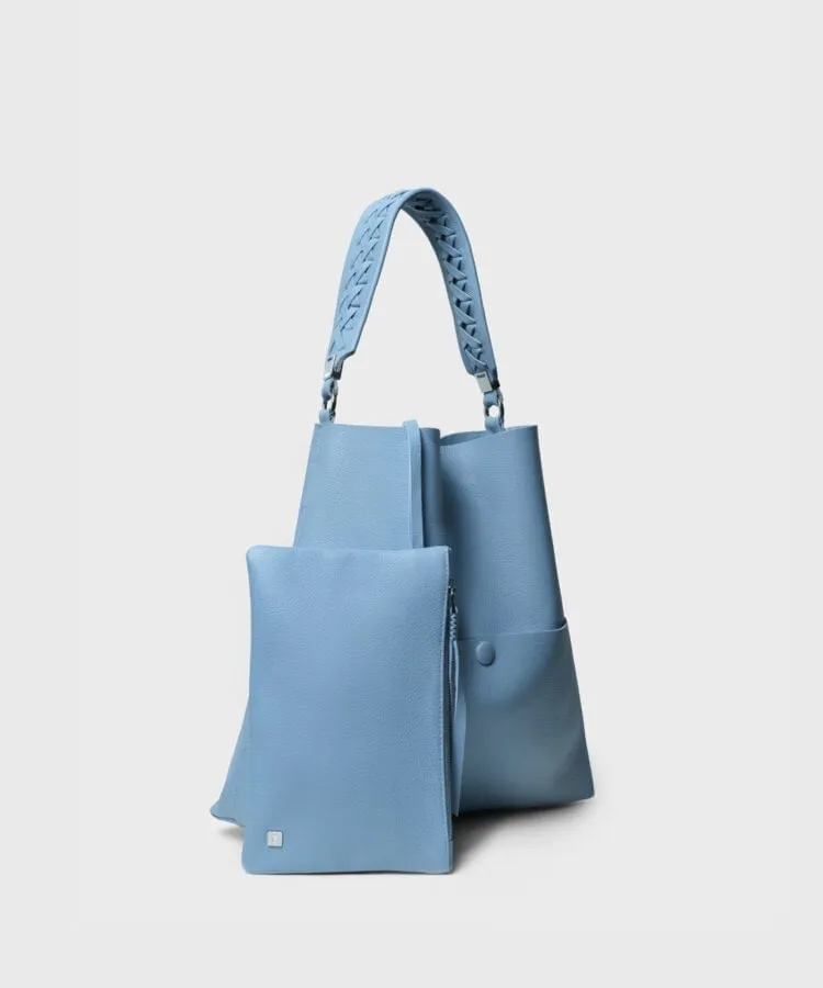 Slim M Stich Tote 23 Grained Leather Sky