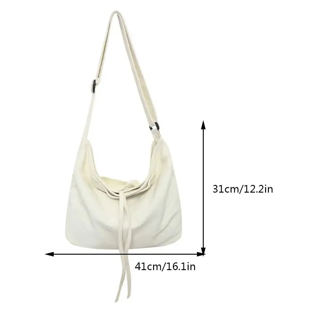 Sohiwoo Unisex Solid Color Shoulder Bag Chic Sling Bag Large Capacity Soft Canvas Adjustable Strap Daily Bag for Men Women