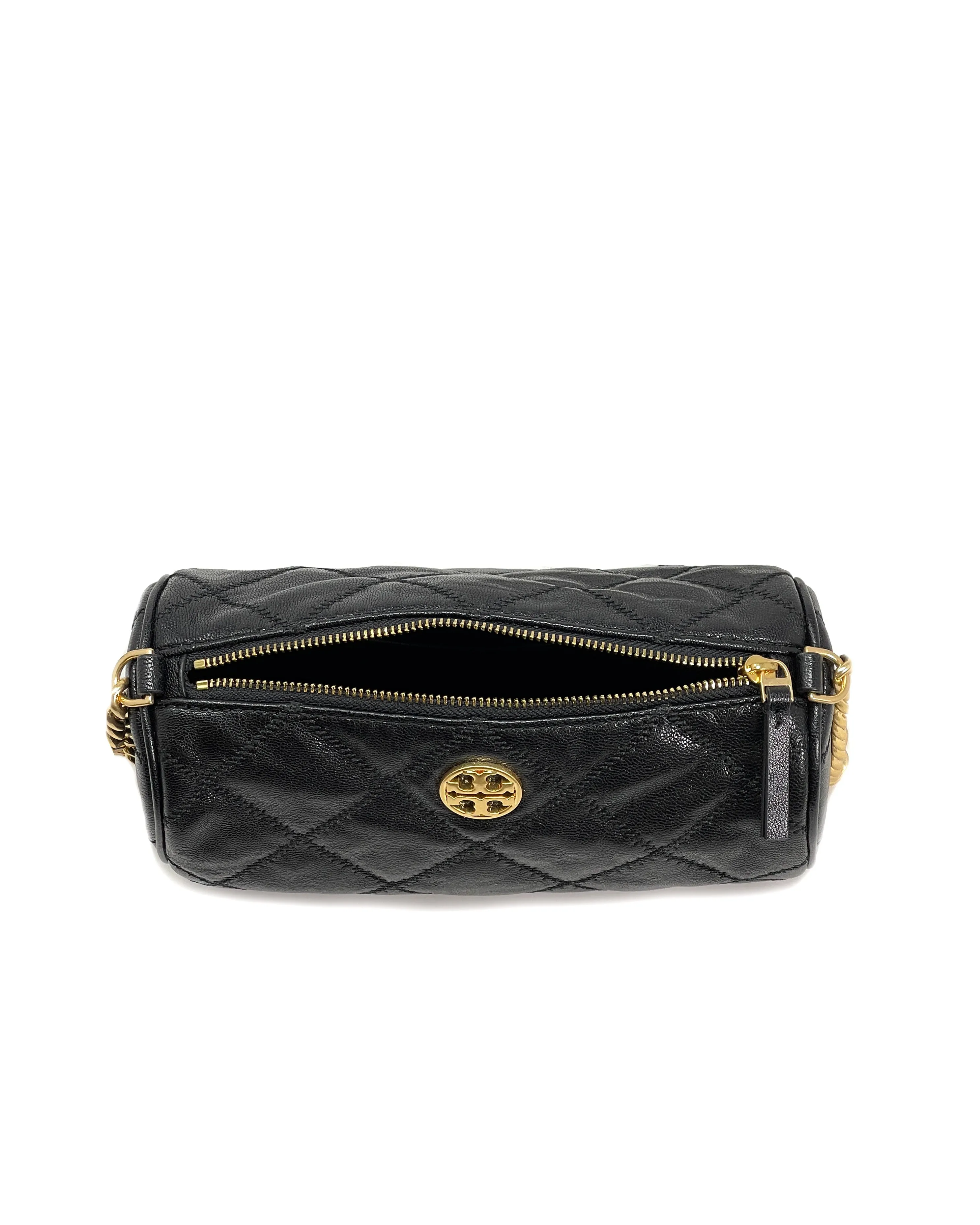 Tory Burch Black Willa Barrel Crossbody Bag