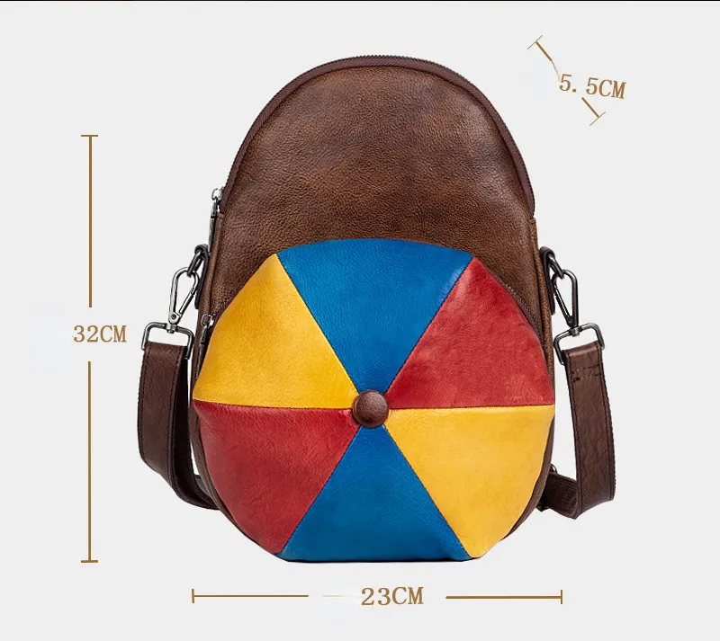 Vintage Hat Shape Leather Backpack for Women C316