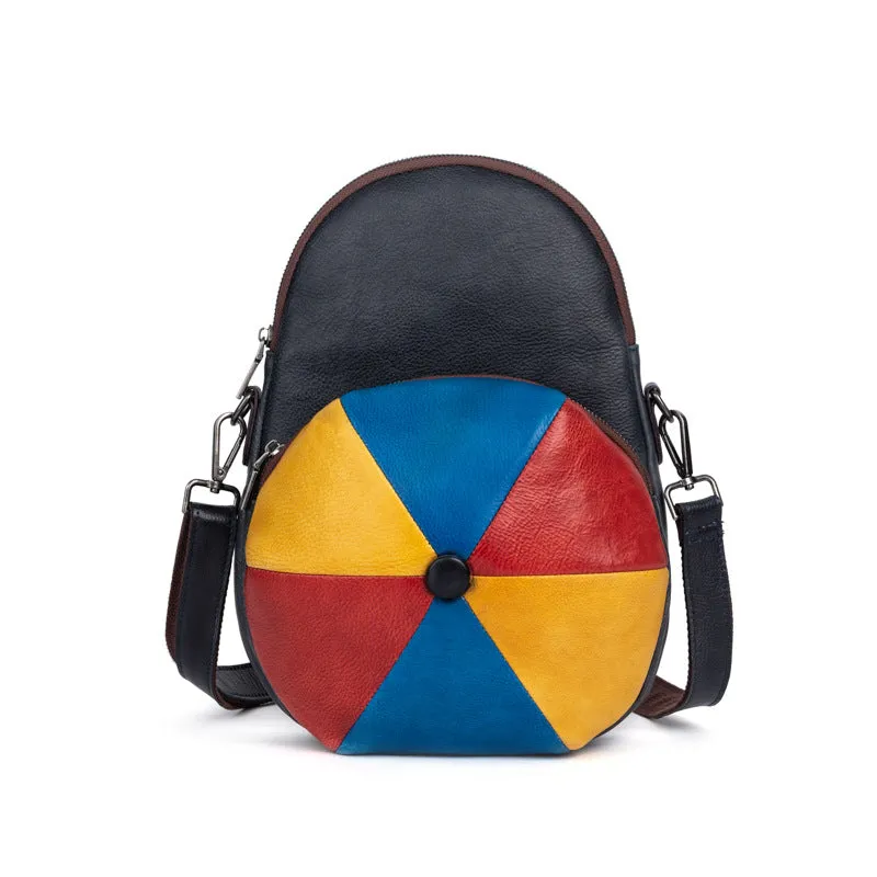 Vintage Hat Shape Leather Backpack for Women C316