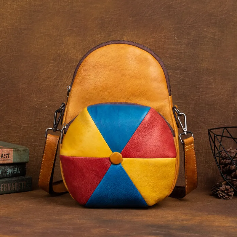 Vintage Hat Shape Leather Backpack for Women C316