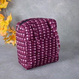 Water Proof Cotton Lunch Bag Grape Colour with Dots Design.