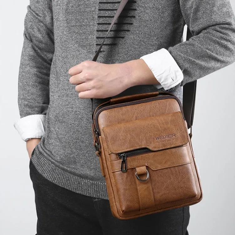 WEIXIER 8642 Men Business Retro PU Leather Handbag Crossbody Bag, Size: 27.5 x 22.5 x 9cm (Dark Brown)