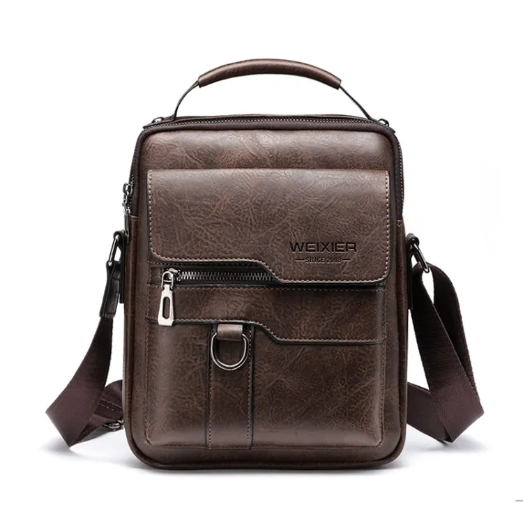 WEIXIER 8642 Men Business Retro PU Leather Handbag Crossbody Bag, Size: 27.5 x 22.5 x 9cm (Dark Brown)