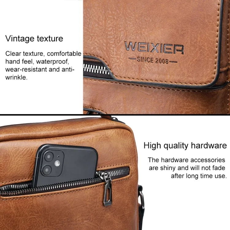 WEIXIER 8642 Men Business Retro PU Leather Handbag Crossbody Bag, Size: 27.5 x 22.5 x 9cm (Dark Brown)