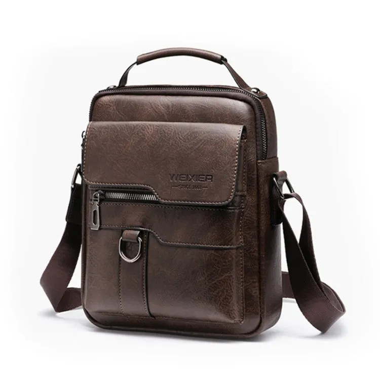 WEIXIER 8642 Men Business Retro PU Leather Handbag Crossbody Bag, Size: 27.5 x 22.5 x 9cm (Dark Brown)