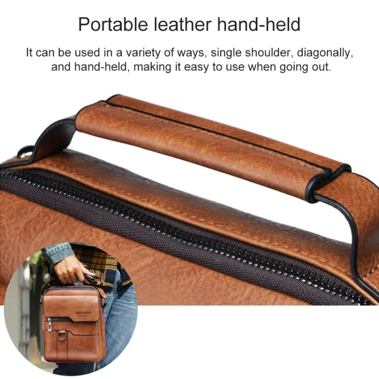 WEIXIER 8642 Men Business Retro PU Leather Handbag Crossbody Bag, Size: 27.5 x 22.5 x 9cm (Dark Brown)