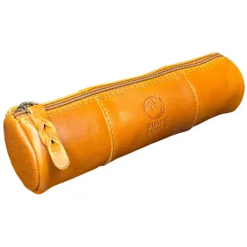 Winnie Leather Zipper Pen Pencil Case (Cognac)