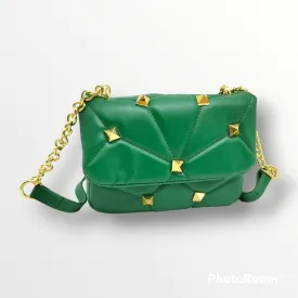 Women Bag - Golden - Capitone- Green