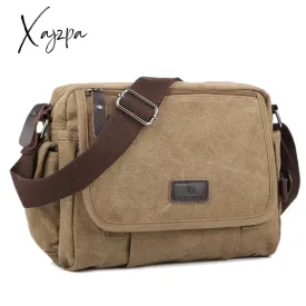 Xajzpa - Casual Canvas Men Small Shoulder Bag Vintage Satchel Retro Crossbody Sling For Leisure Male Messenger Handbag Bolsa Feminina