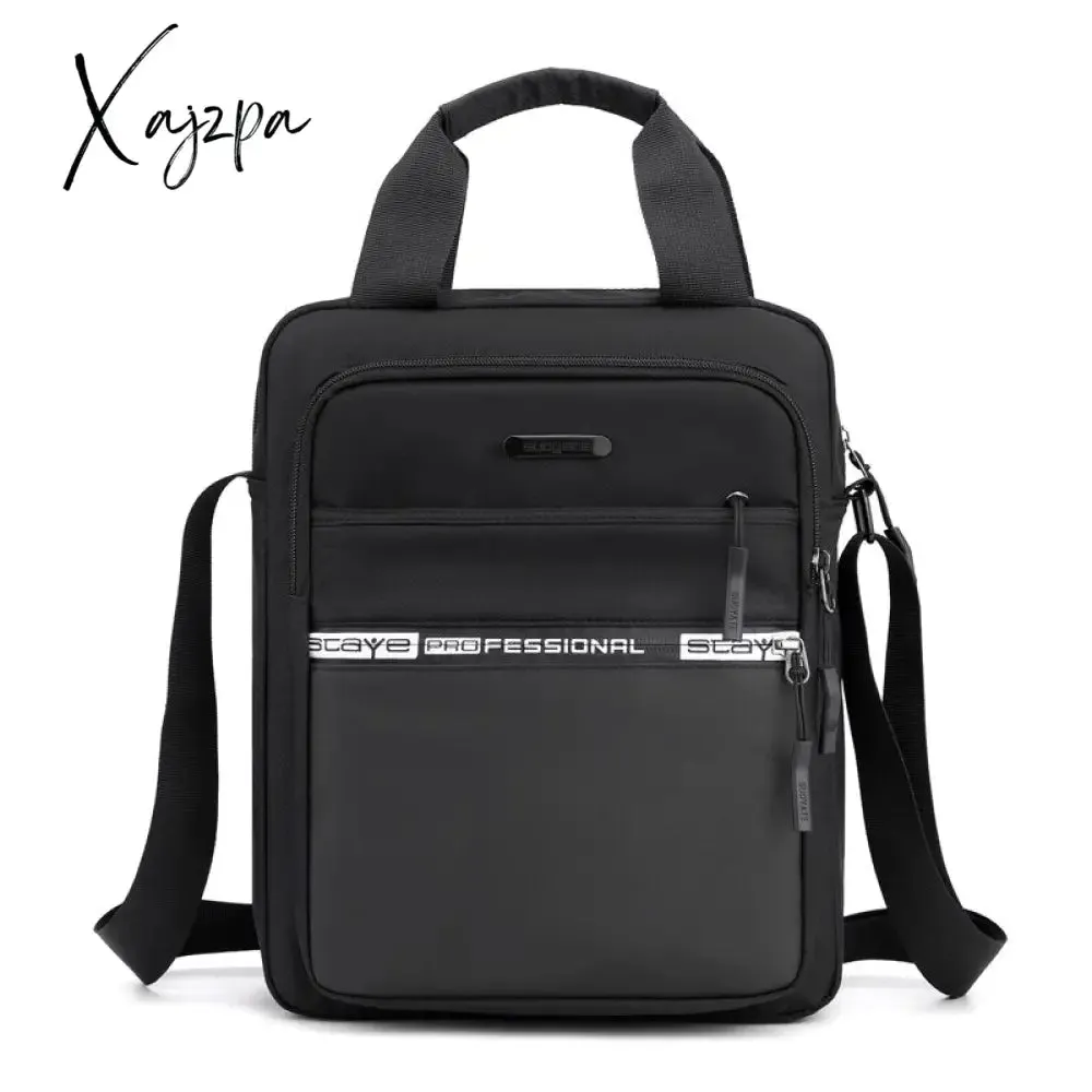 Xajzpa - Large Capacity Shoulder Bag For Men Casual Waterproof Nylon Messenger Bag Black Business A4 Paper Travel Handbags Sac