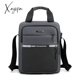 Xajzpa - Large Capacity Shoulder Bag For Men Casual Waterproof Nylon Messenger Bag Black Business A4 Paper Travel Handbags Sac