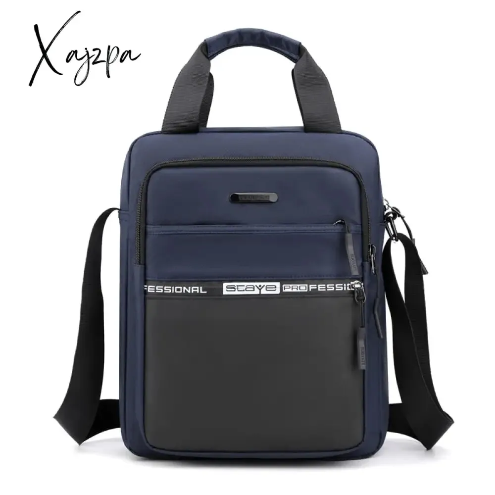 Xajzpa - Large Capacity Shoulder Bag For Men Casual Waterproof Nylon Messenger Bag Black Business A4 Paper Travel Handbags Sac